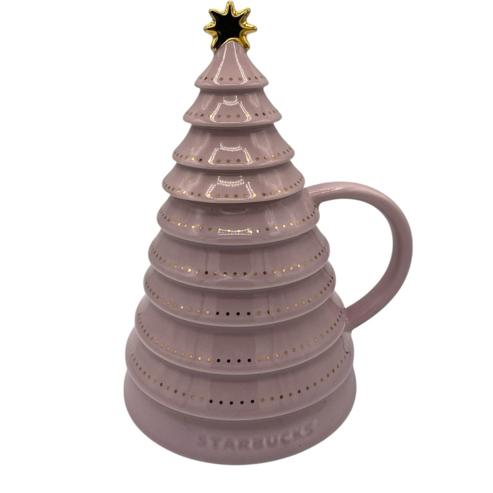 NEW 2021 Thailand Starbucks Blush Pink Holiday Christmas Tree Mug with Gold Star